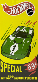 Hot Wheels Yellow Green Version Retro Metal Sign - 380 x 810mm