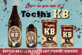 Tooth KB Lager Retro Metal Sign - 600 x 400mm