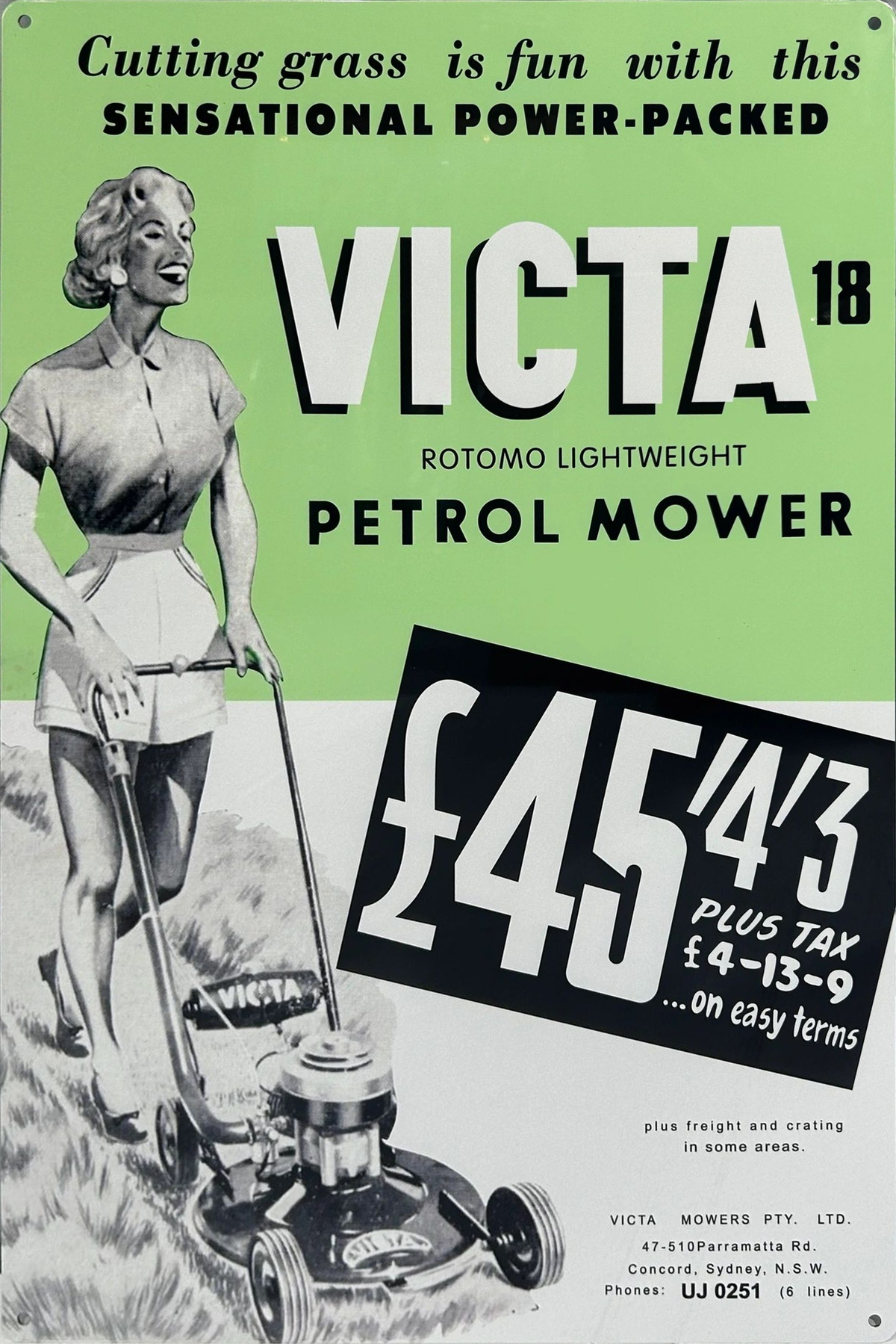 Victa Lawn Mowers Retro Metal Sign - 400 x 600mm