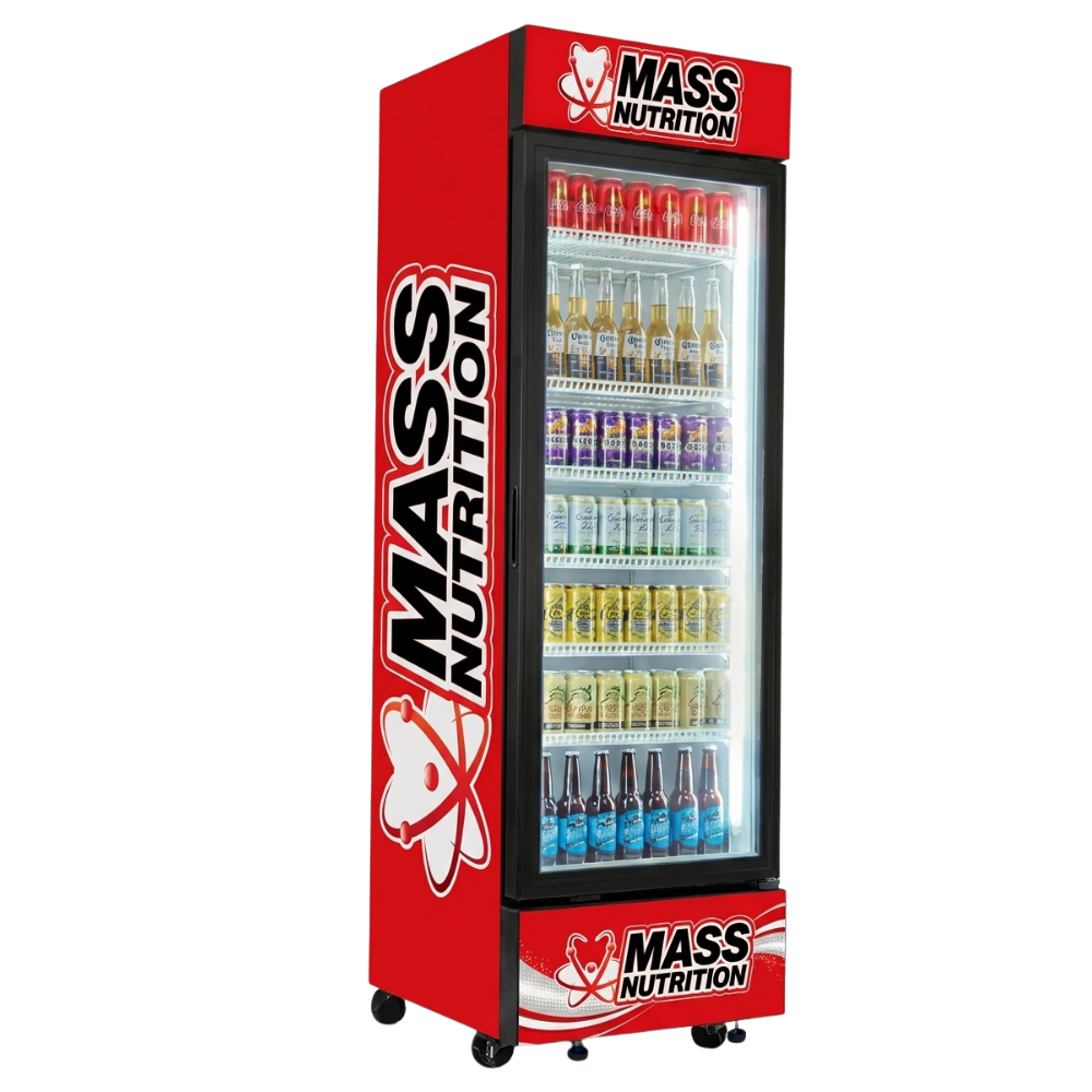 Custom Branded Bar Fridge | 370L Shopfront Tower — branded example: 370l - Custom Vinyl Wrapped Branded Fridge - Example 21