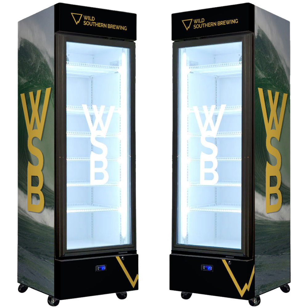 Custom Branded Bar Fridge | 370L Shopfront Tower — branded example: 370l - Custom Vinyl Wrapped Branded Fridge - Example 33