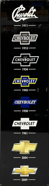 Chev Logo History Retro Metal Sign - 200 x 800mm