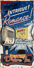 Drive IN Theatre Retro Metal Sign - 380 x 810mm