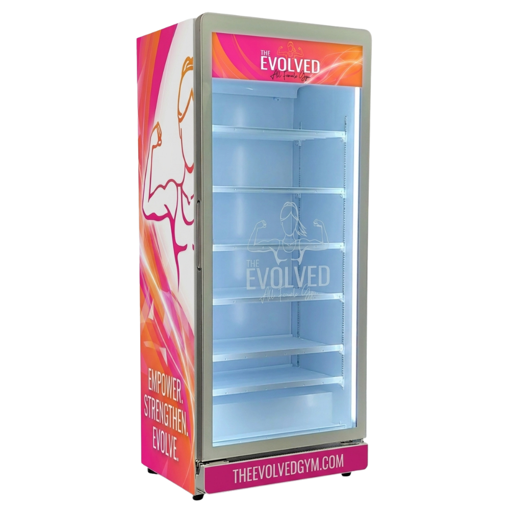 Custom Branded Bar Fridge | 737L Flagship Showcase — branded example: 737l - the evolved gym - custom branded fridge