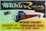 Fishermens Bend Drags Retro Metal Sign - 810 x 555mm