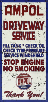 Ampol Driveway Service Retro Metal Sign - 380 x 810mm