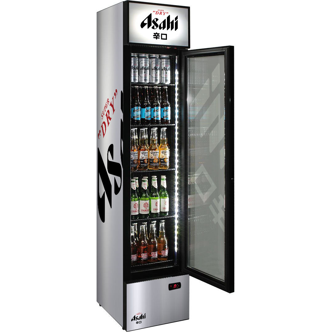 Asahi Branded Skinny Upright Bar Fridge - Model SS-P160-ASAHI