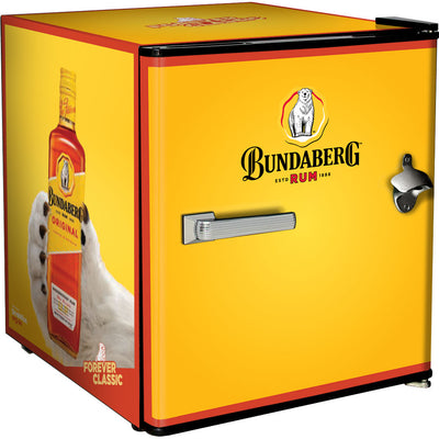 Official Bundy Rum branded Mini Fridge With Bottle Opener - CHOOSE FROM 7 DESIGNS - Model BC46B-BCF1
