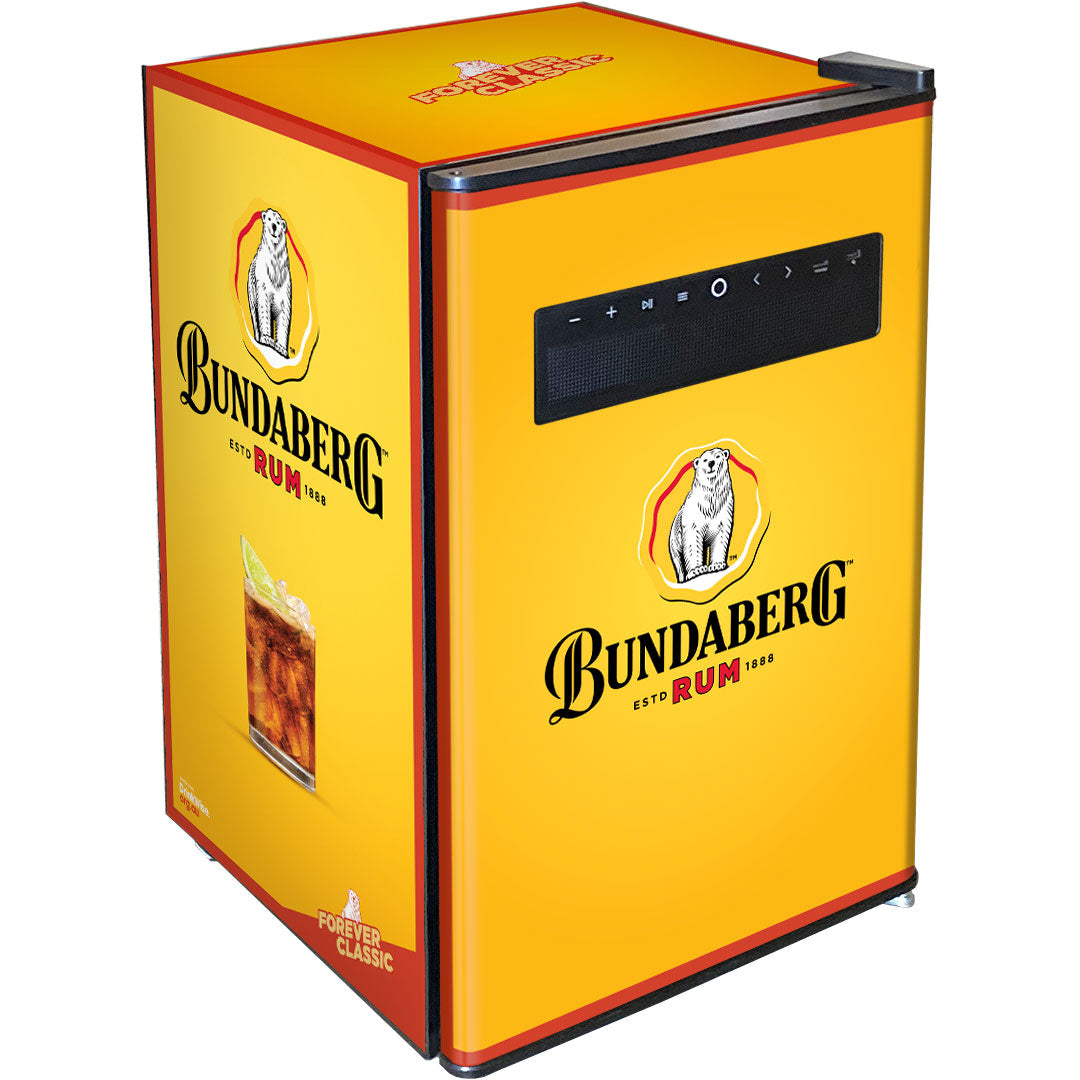 Official Bundy Rum branded Bluetooth Speaker Disco Bar Fridge 70 Litre - CHOOSE FROM 7 DESIGNS - Model BC70B-BTS-Bundy1