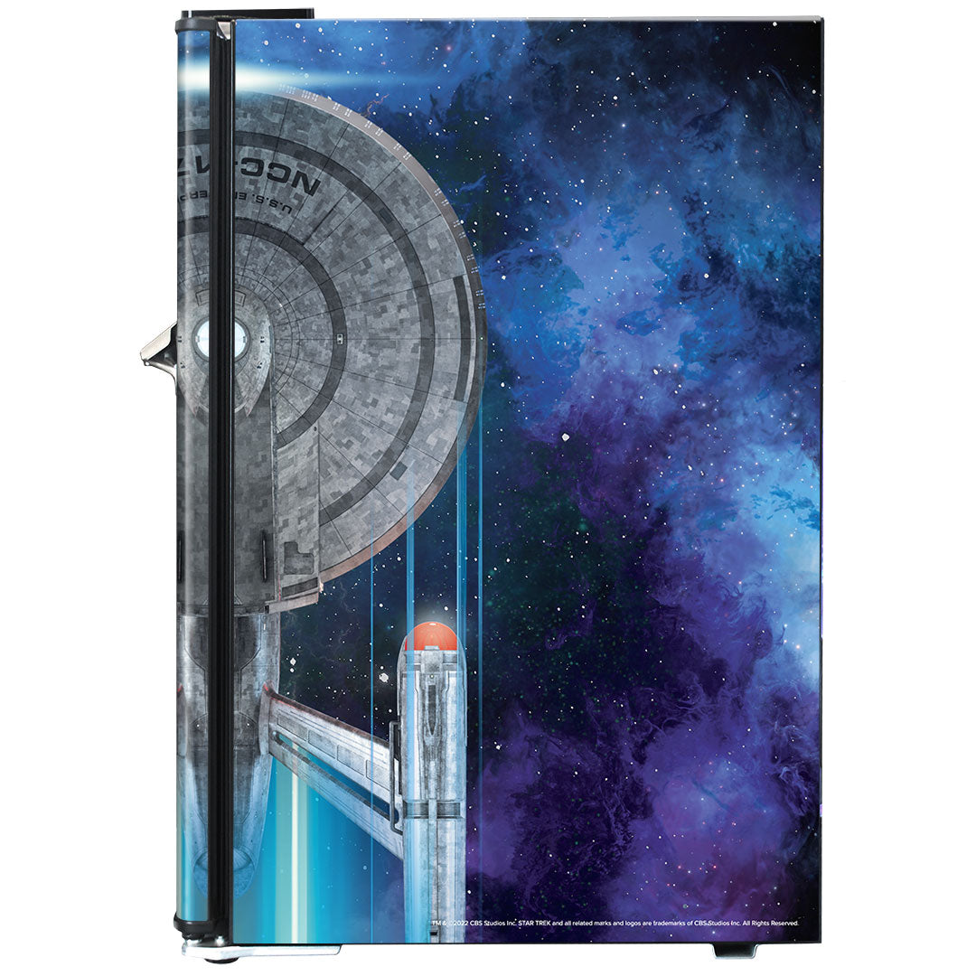 Star Trek Strange New Worlds Design Retro Mini Bar Fridge 70 Litre Schmick Brand With Opener - BC70B-RET-ST-SNW12