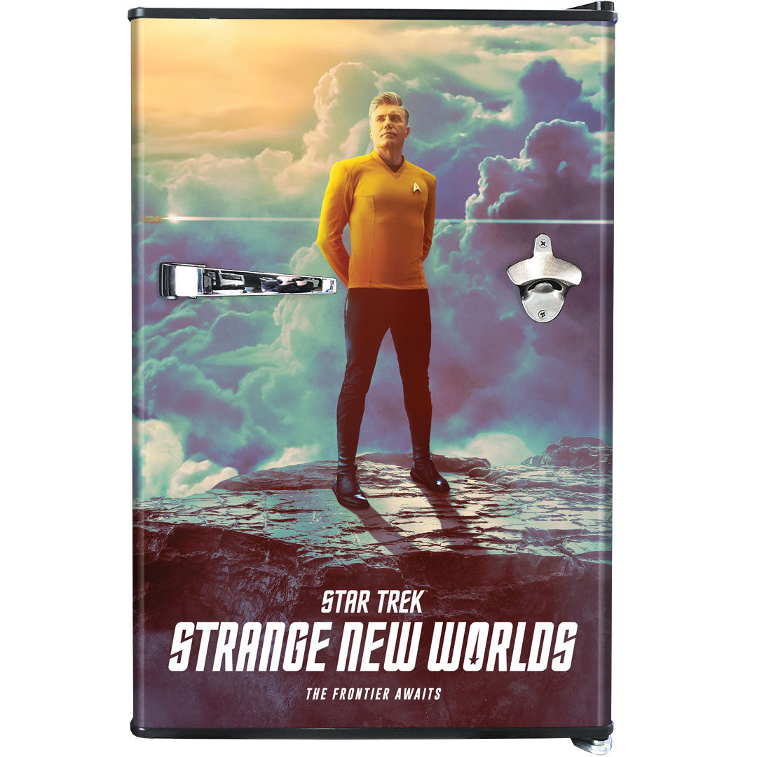 Star Trek-Strange New Worlds 'Captain Pike' Design Retro Mini Bar Fridge 70 Litre Schmick Brand With Opener - BC70B-RET-ST-SNW3