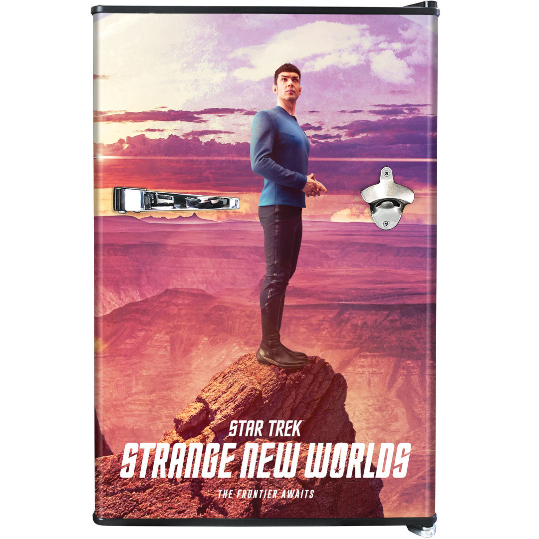 Star Trek Strange New Worlds 'Spock' Design Retro Mini Bar Fridge 70 Litre Schmick Brand With Opener - BC70B-RET-ST-SNW4
