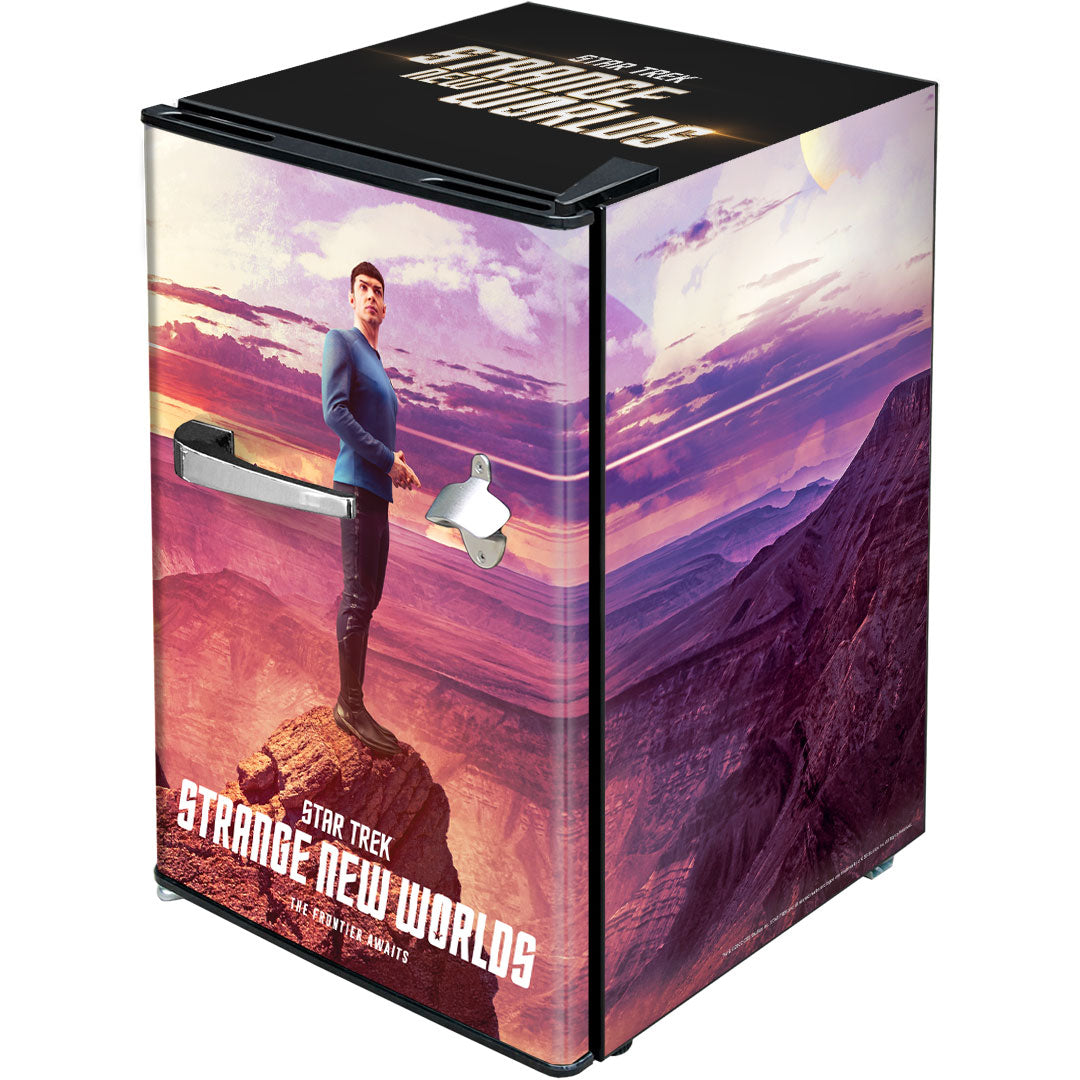 Star Trek Strange New Worlds 'Spock' Design Retro Mini Bar Fridge 70 Litre Schmick Brand With Opener - BC70B-RET-ST-SNW4