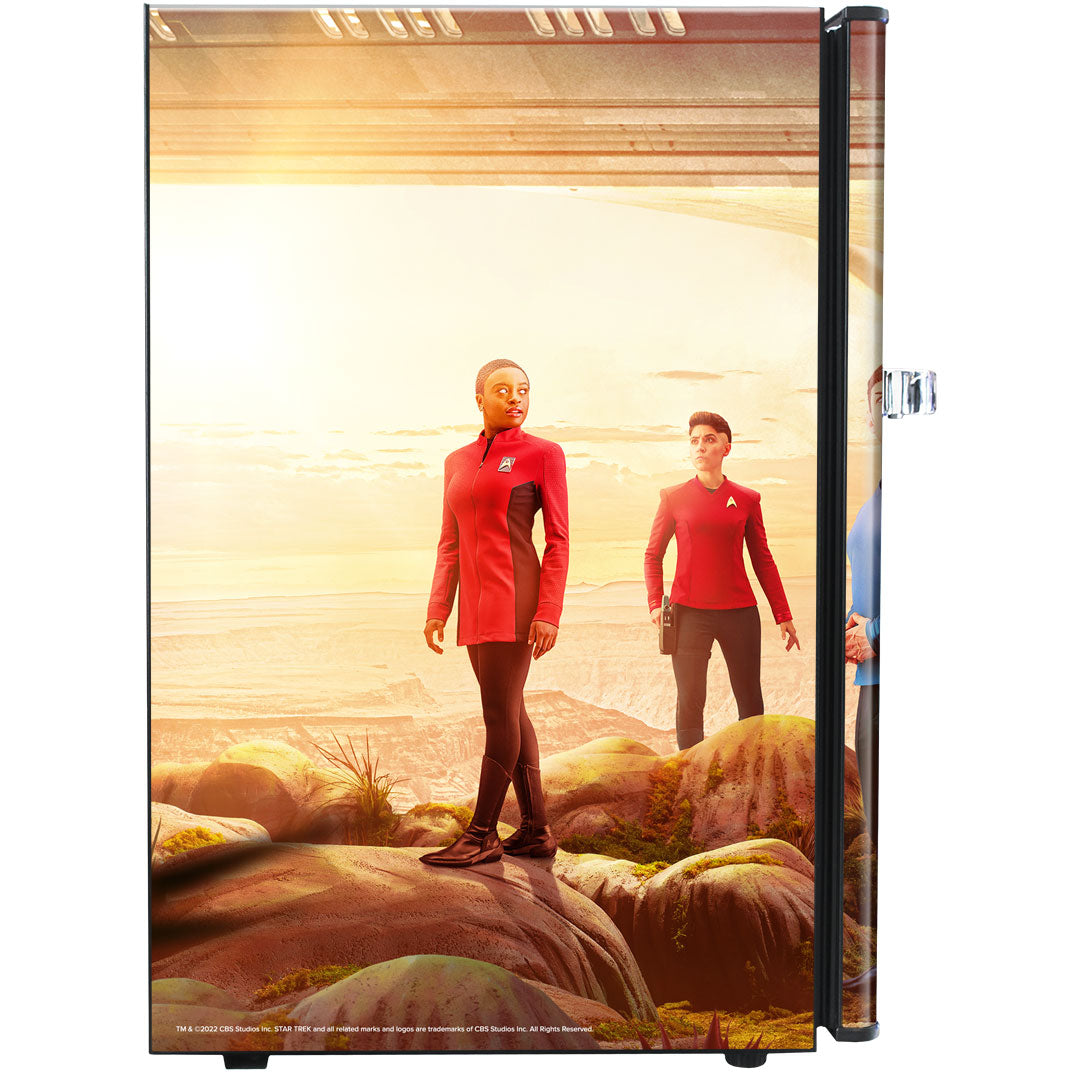 Star Trek Strange New Worlds Design Retro Mini Bar Fridge 70 Litre Schmick Brand With Opener - BC70B-RET-ST-SNW1