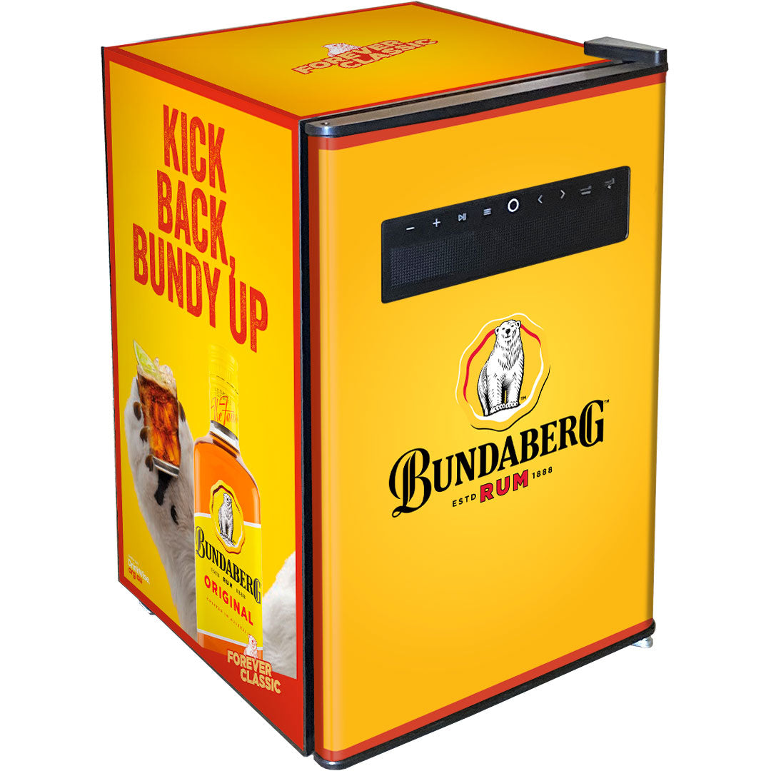 Official Bundy Rum branded Bluetooth Speaker Disco Bar Fridge 70 Litre - CHOOSE FROM 7 DESIGNS - Model BC70B-BTS-Bundy1