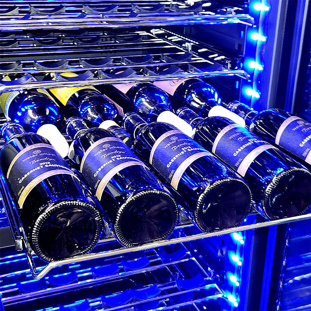 Schmick - BD425D-B – Black Upright Dual Zone Glass Door Wine Refrigerator – 405 Litre