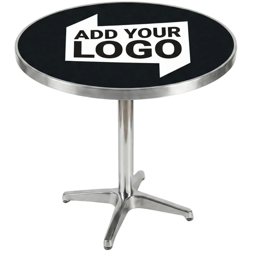 Custom Branded Bar Table | Gas-Lift Adjustable Height - Chrome