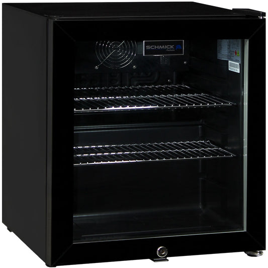 50 Litre – Glass Door Mini Bar Fridge with Lock – 38 Can Capacity - Schmick HUS-SC50AB