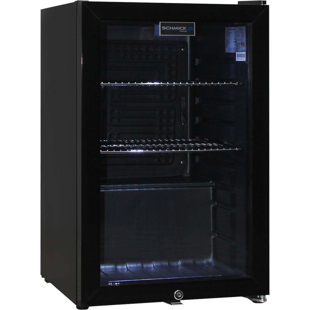 Schmick HUS-SC70-B - Black Tropical Double Glazed Glass Door Bar Fridge