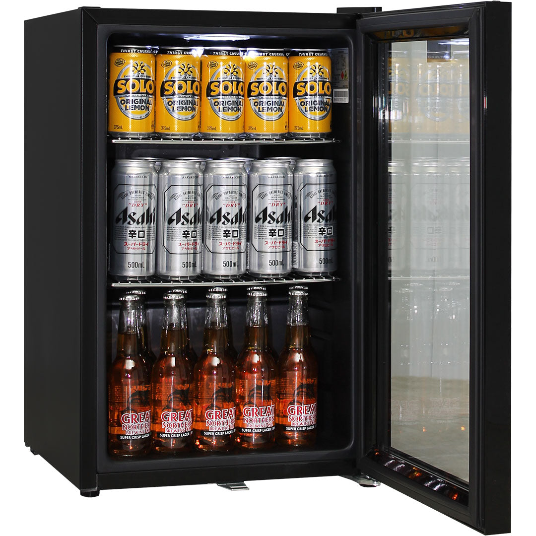 Schmick HUS-SC70-B - Black Tropical Double Glazed Glass Door Bar Fridge