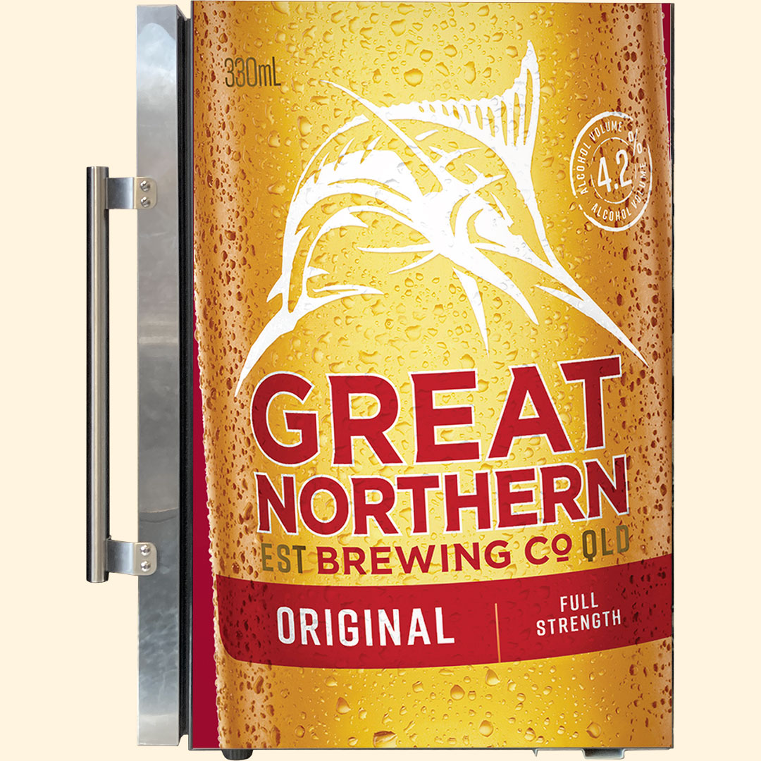 Great Northern Original Tropical Glass Door Fridge - 80 Cans Left Hinge Model EC68L-SSH-ORIG