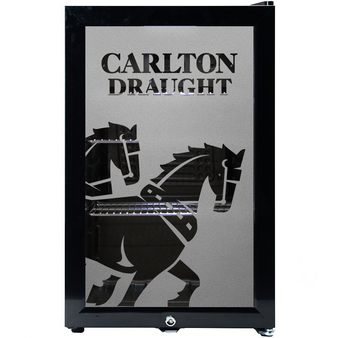Carlton Draught v3  Branded Glass Door Bar Fridge With Cool Frosted Door Logo - Model SC70-B-DRAUGHT-V3