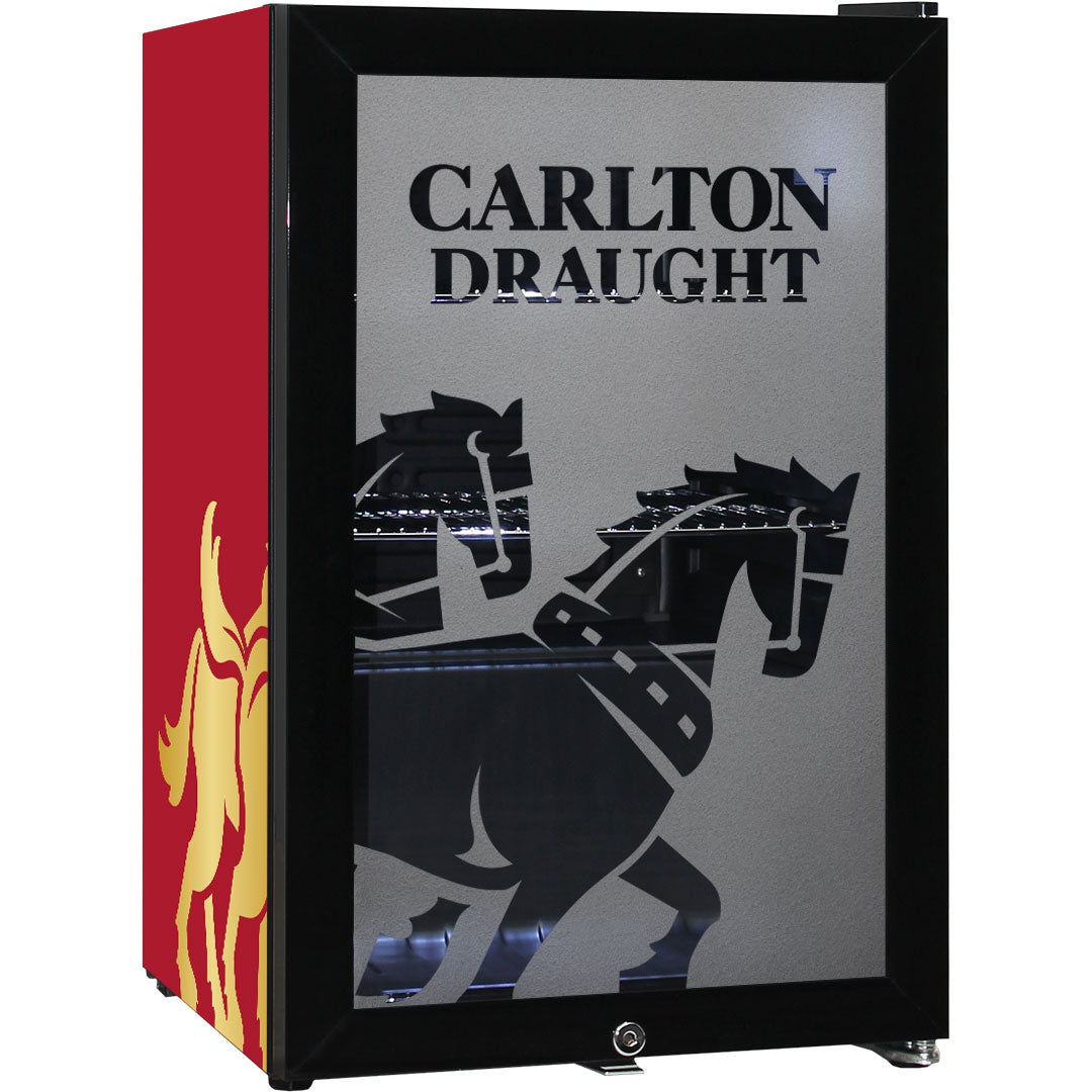 Carlton Draught v3  Branded Glass Door Bar Fridge With Cool Frosted Door Logo - Model SC70-B-DRAUGHT-V3