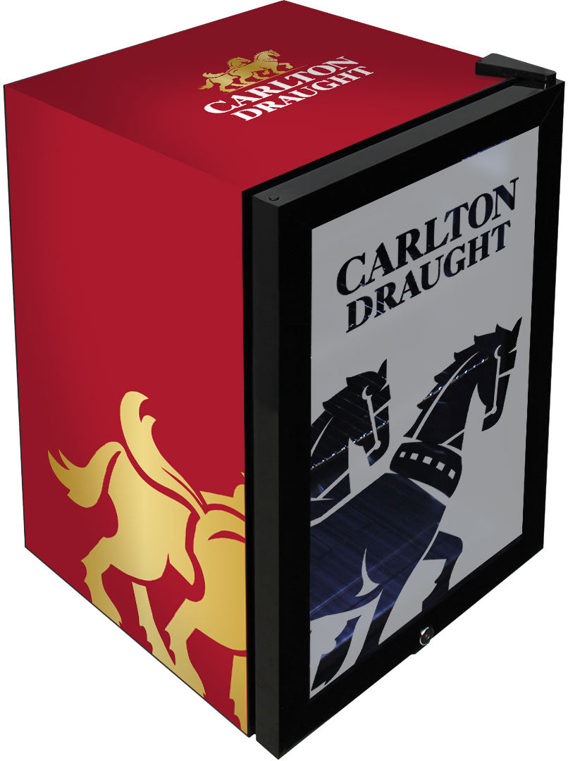 Carlton Draught v3  Branded Glass Door Bar Fridge With Cool Frosted Door Logo - Model SC70-B-DRAUGHT-V3