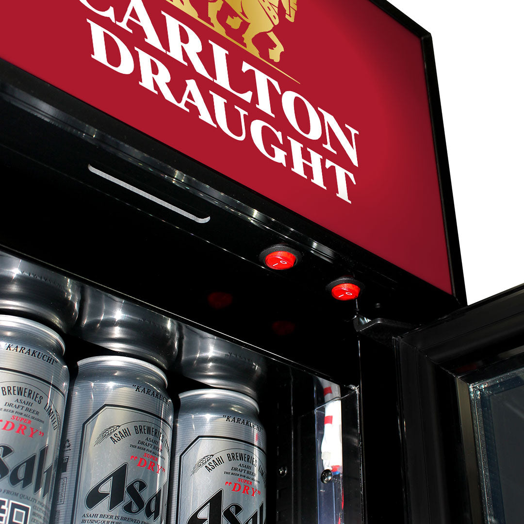 Carlton Draught Branded Skinny Upright Bar Fridge - Model SS-P160-DRAUGHT-v3