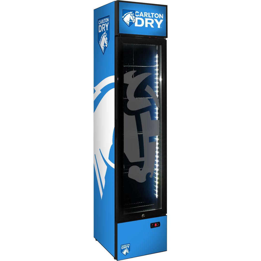 Carlton Dry Mid Blue Skinny Upright Bar Fridge - 160 Litres - SS-P160-DRY-MID