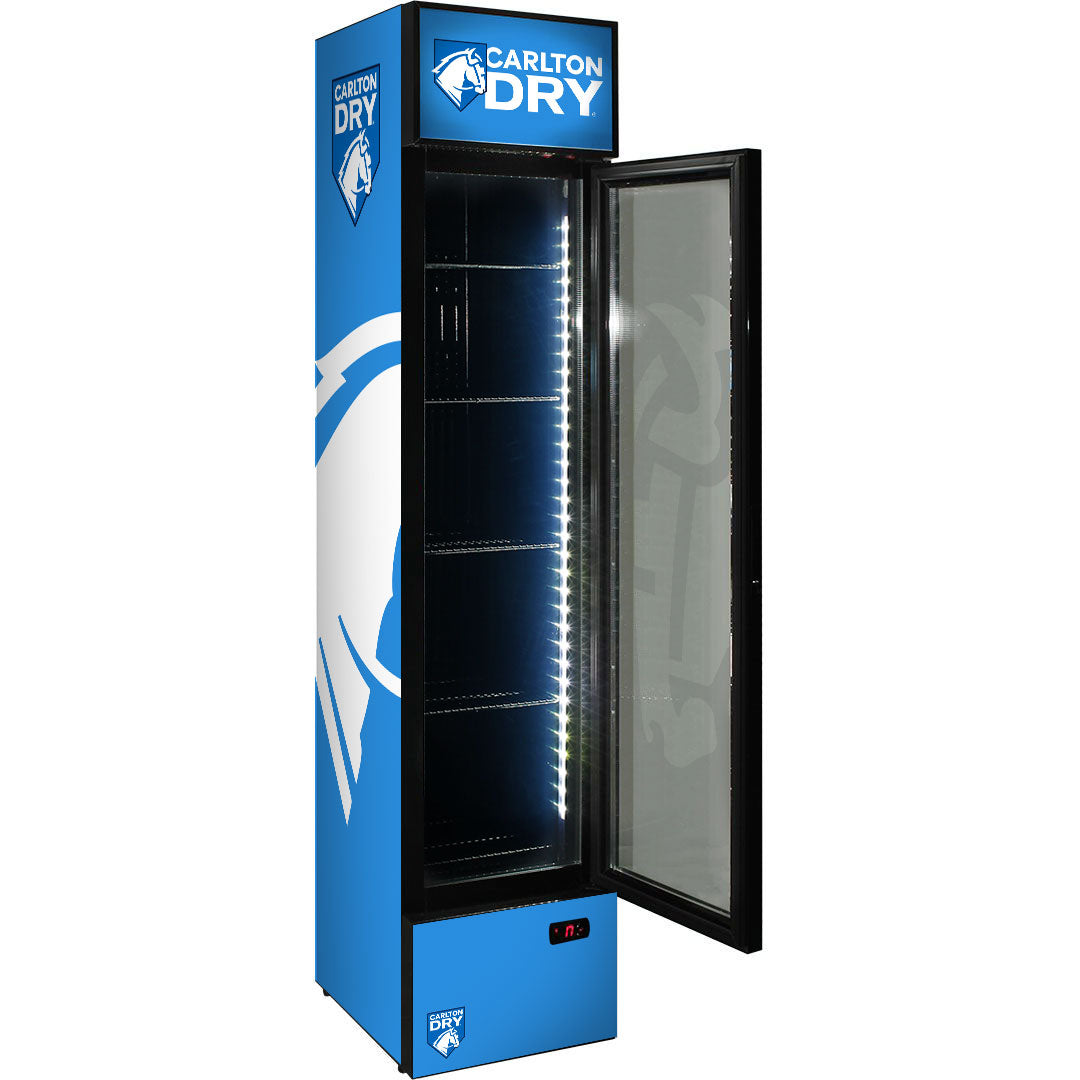 Carlton Dry Mid Blue Skinny Upright Bar Fridge - 160 Litres - SS-P160-DRY-MID
