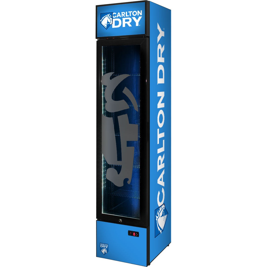 Carlton Dry Mid Blue Skinny Upright Bar Fridge - 160 Litres - SS-P160-DRY-MID