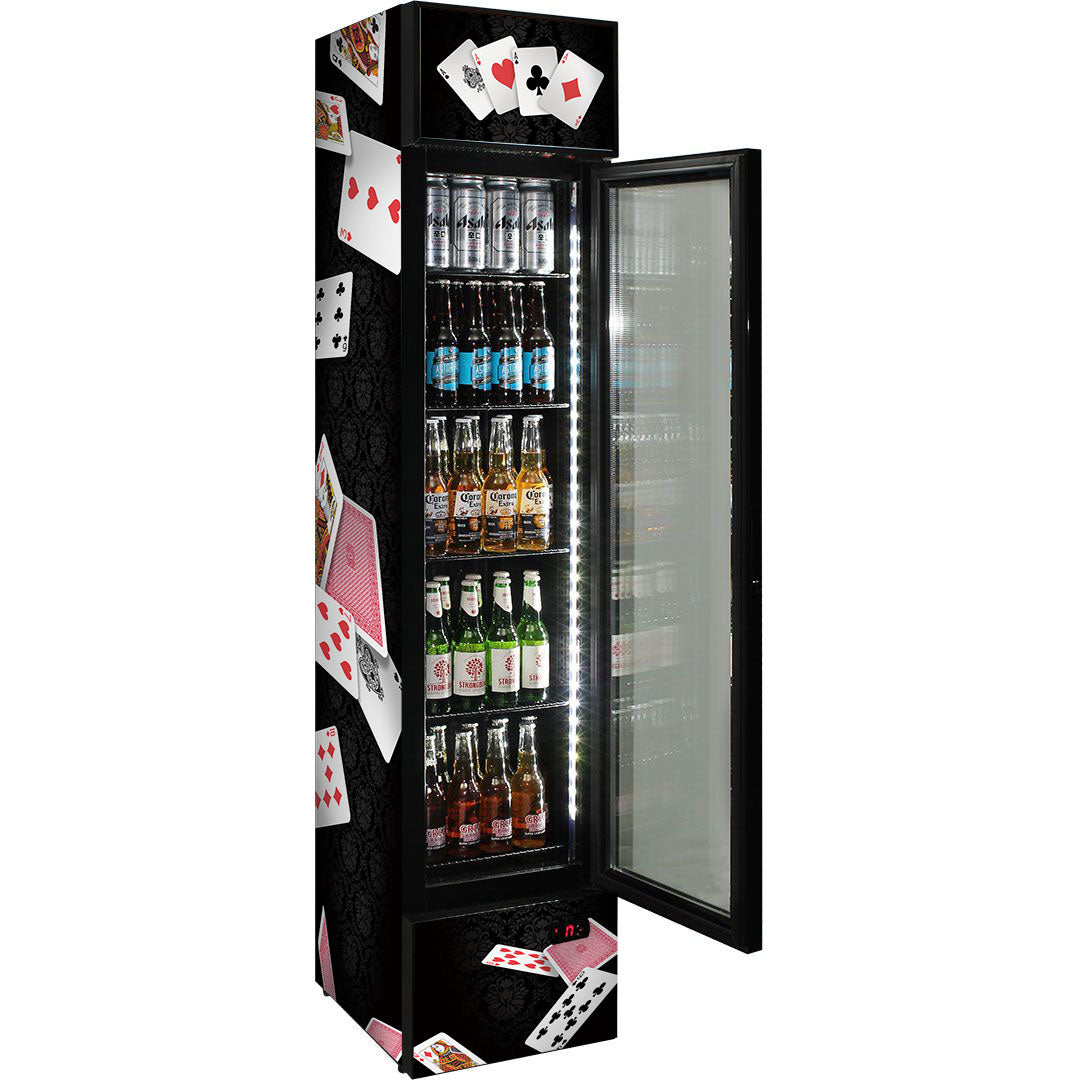 Branded Skinny Upright Bar Fridge With Playing Card Design - SS-P160FA-PC