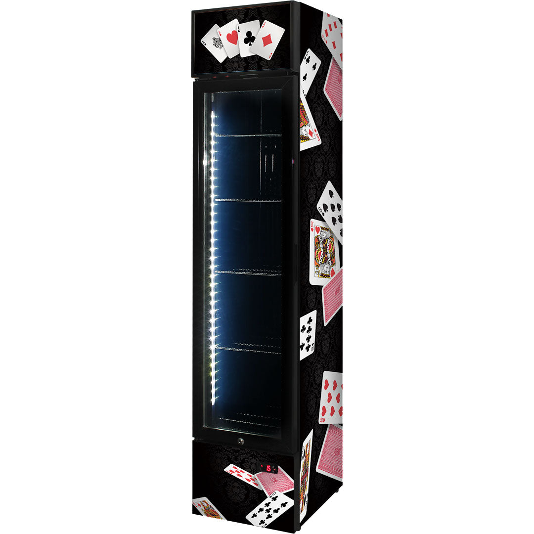 Branded Skinny Upright Bar Fridge With Playing Card Design - SS-P160FA-PC