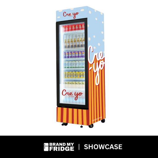 370 Litre White Upright Glass Door Bar Fridge - Quiet Running - HUS-SC372W
