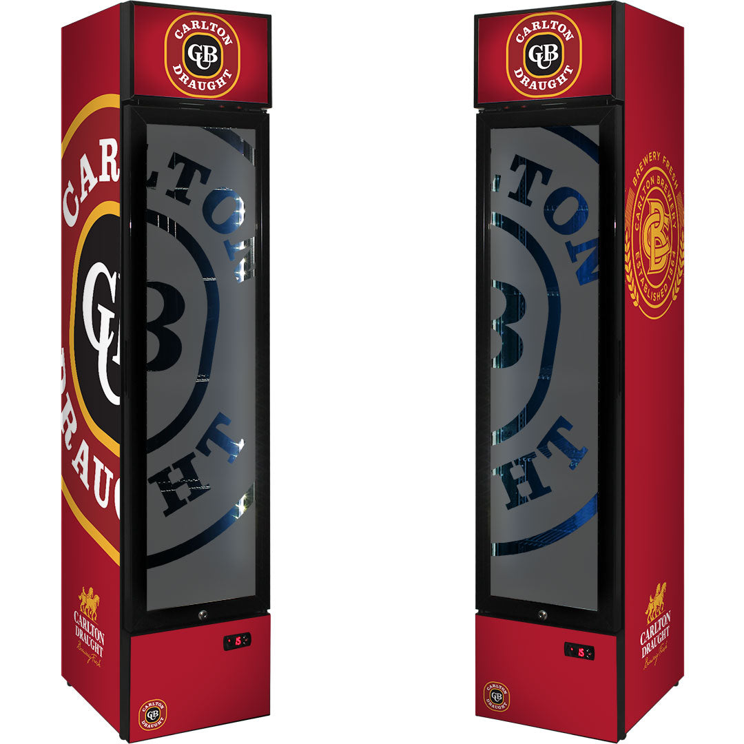 Carlton Draught Branded Skinny Upright Bar Fridge - SS-P160-DRAUGHT