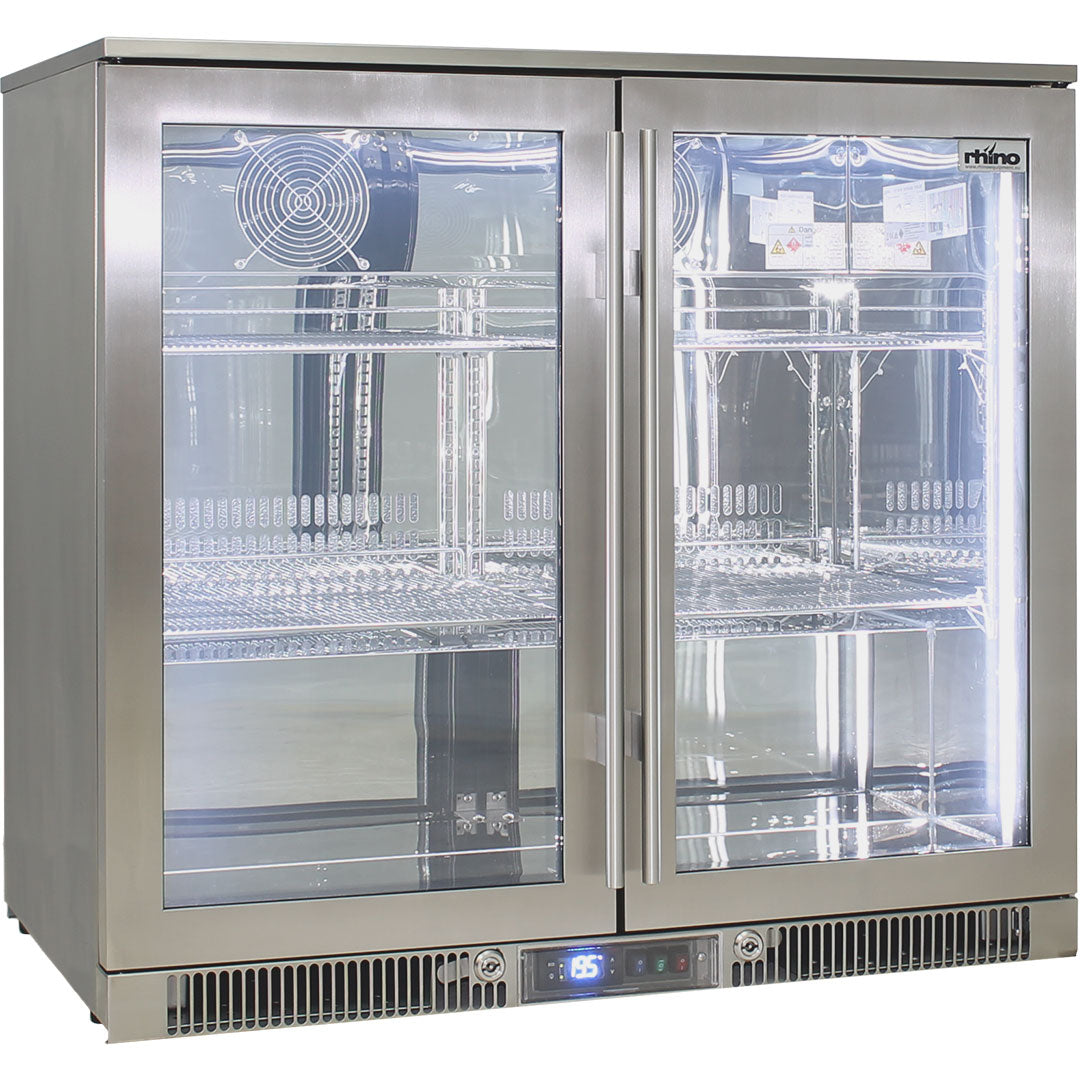 Rhino ENV2H-SS - Outdoor Bar Fridge Coldest Beer 43ºC+ Best Alfresco 316 Marine Grade Stainless Quiet With No Condensation