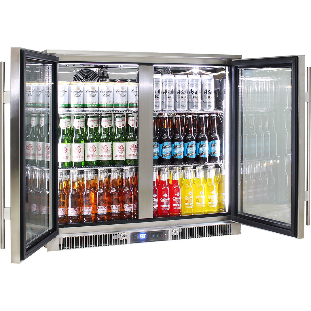 Rhino ENV2H-SS - Outdoor Bar Fridge Coldest Beer 43ºC+ Best Alfresco 316 Marine Grade Stainless Quiet With No Condensation