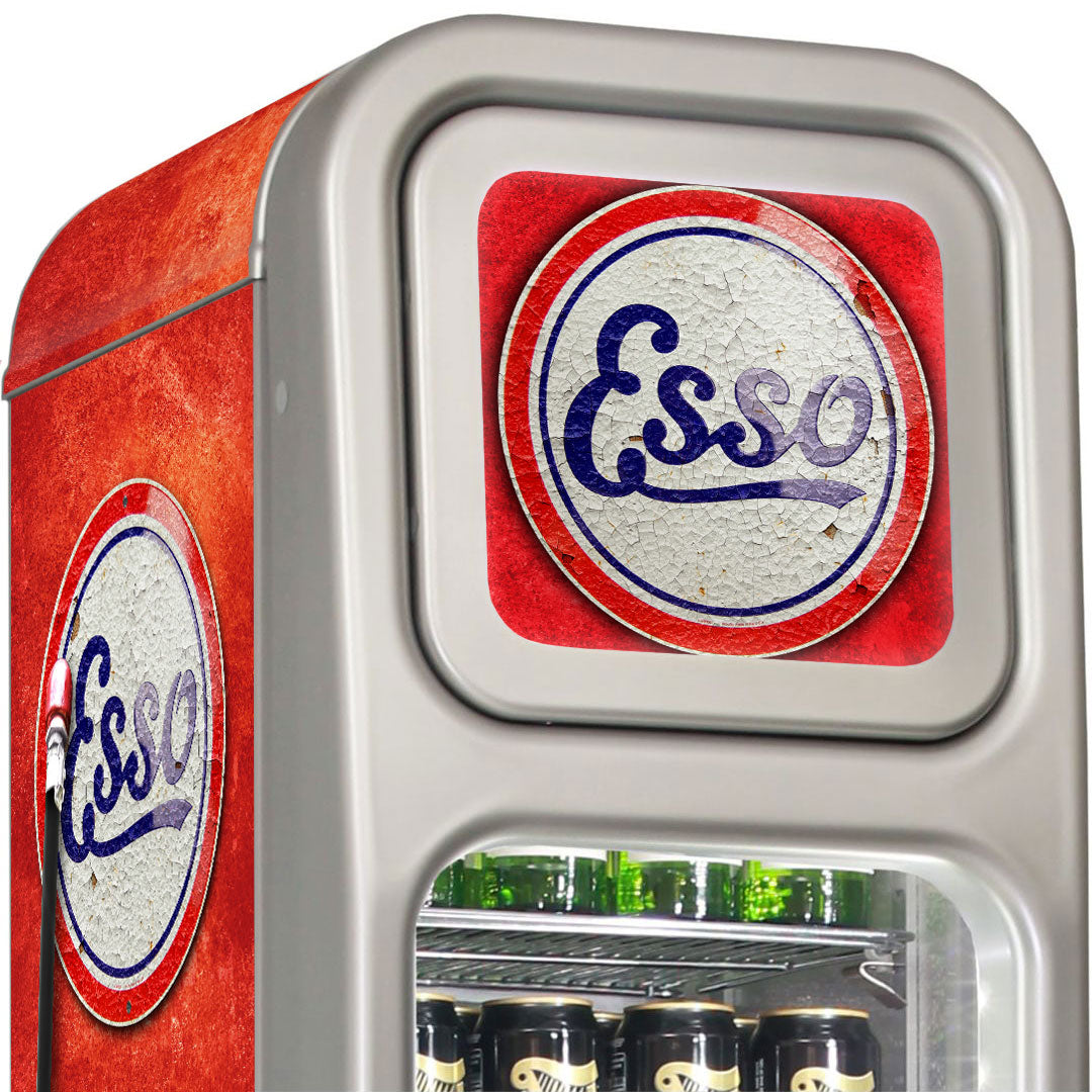 Esso Fuel Pump Skinny Glass Door Upright Cool Retro Bar Fridge - SK135L-FP-ESSO