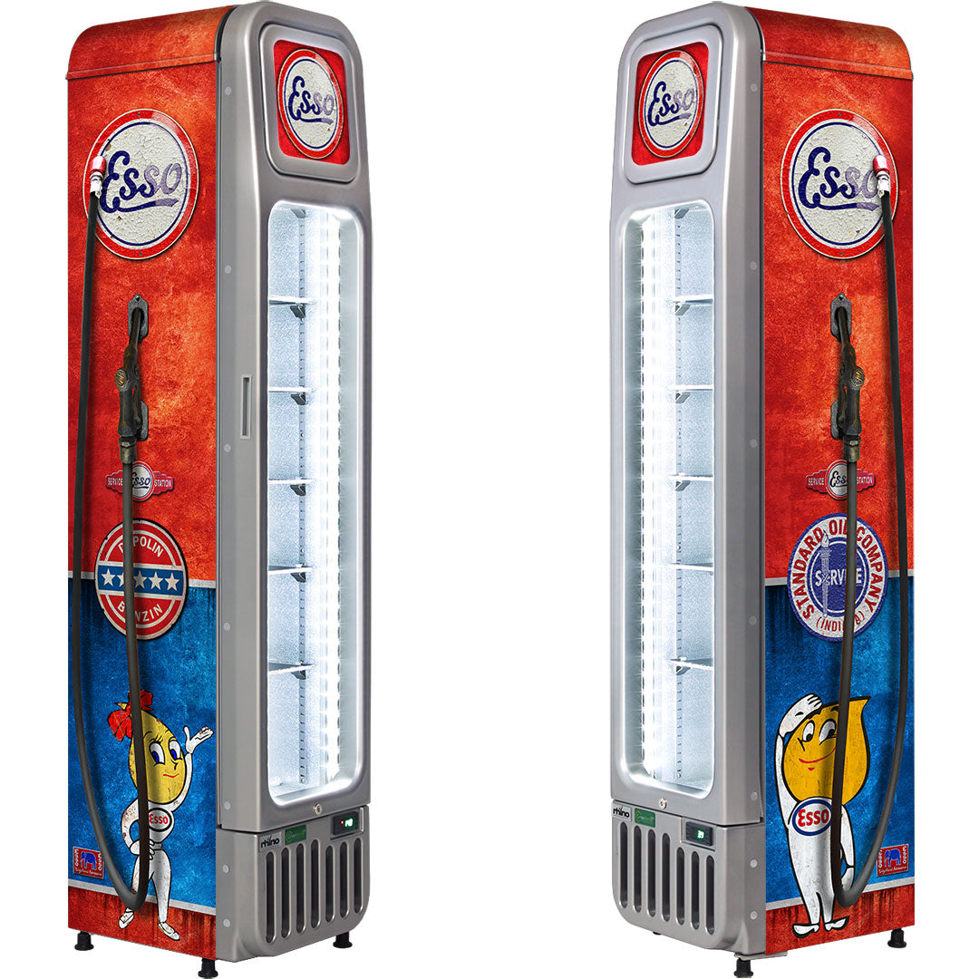 Esso Fuel Pump Skinny Glass Door Upright Cool Retro Bar Fridge - SK135L-FP-ESSO