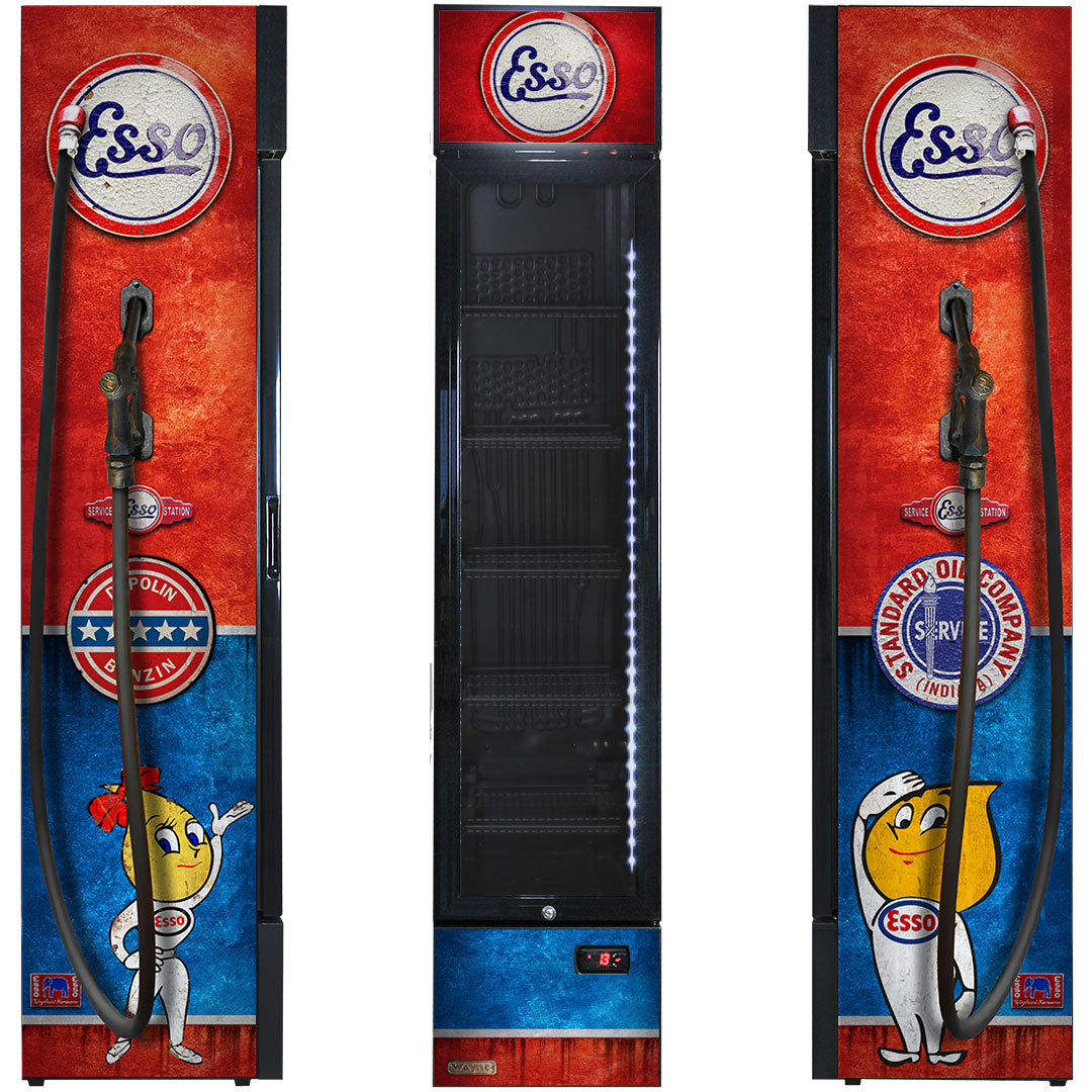 Esso Fuel Pump Branded Skinny Upright Bar Fridge - SS-P160FA-FP-ESSO