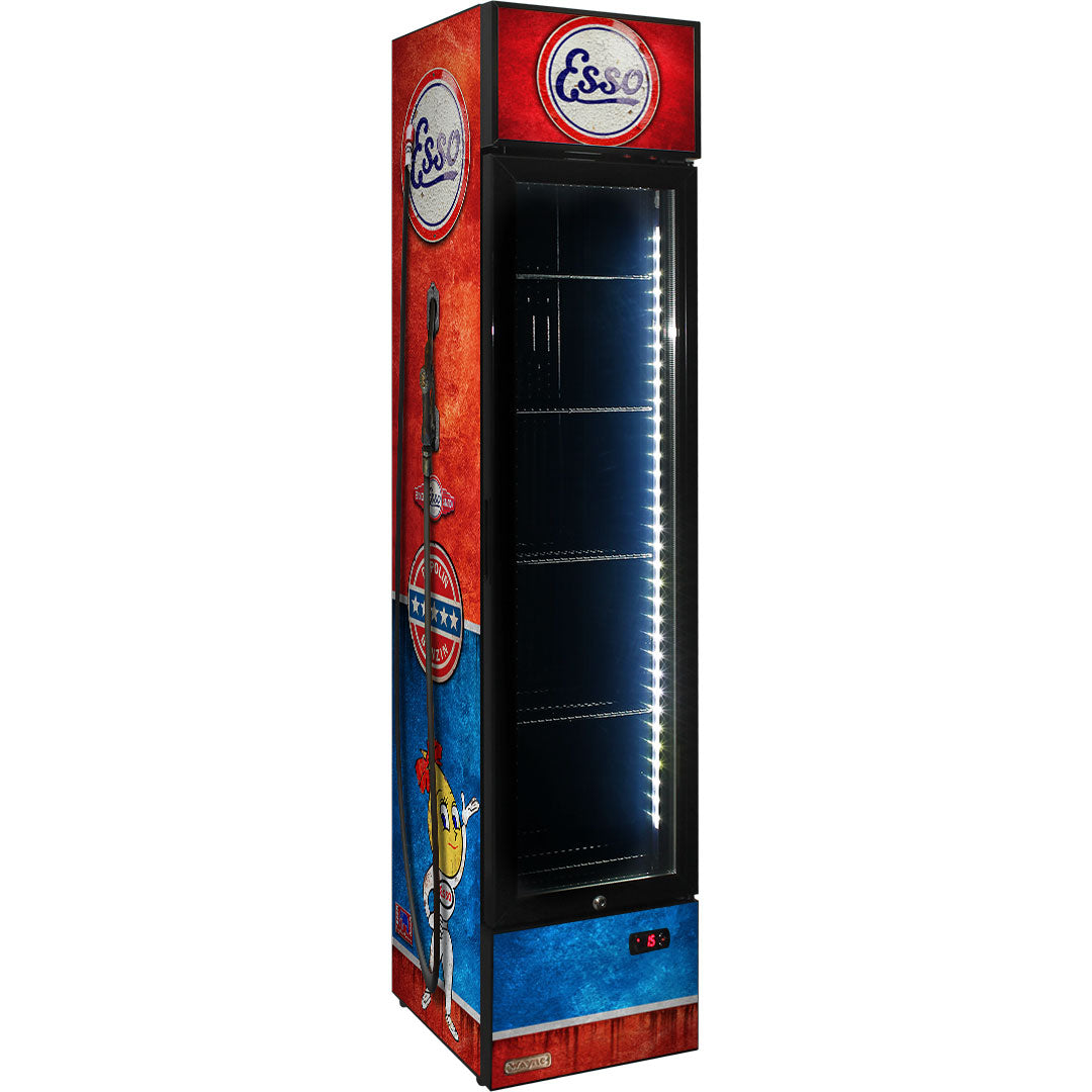 Esso Fuel Pump Branded Skinny Upright Bar Fridge - SS-P160FA-FP-ESSO