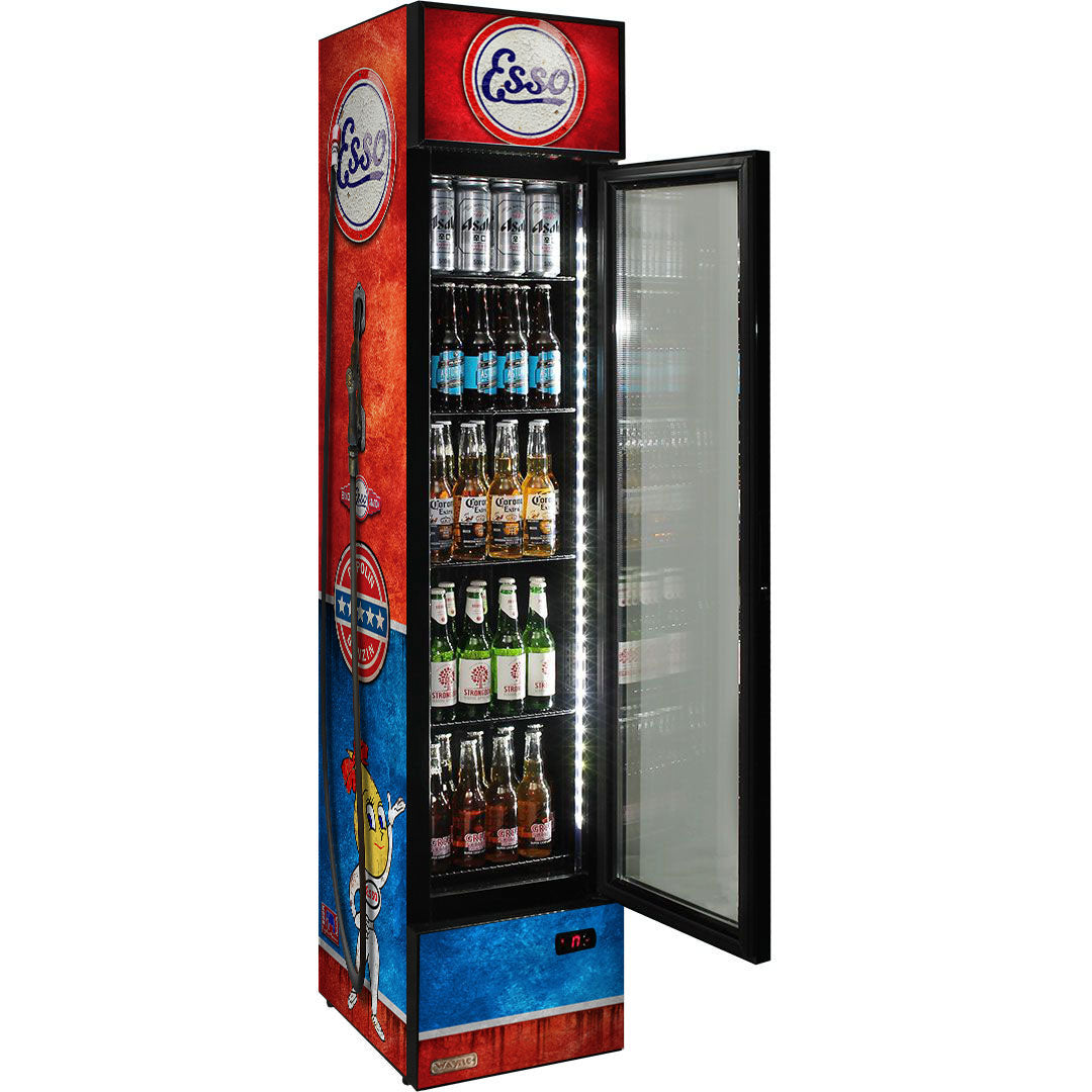 Esso Fuel Pump Branded Skinny Upright Bar Fridge - SS-P160FA-FP-ESSO