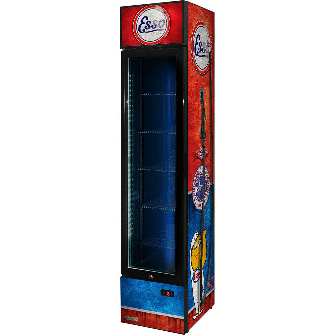 Esso Fuel Pump Branded Skinny Upright Bar Fridge - SS-P160FA-FP-ESSO