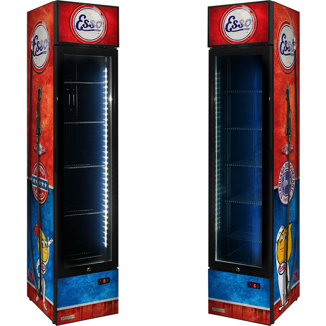 Esso Fuel Pump Branded Skinny Upright Bar Fridge - SS-P160FA-FP-ESSO