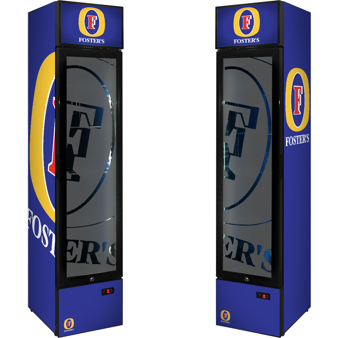 Fosters Branded Skinny Upright Bar Fridge - SS-P160-FOSTERS