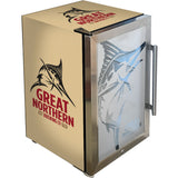 Great Northern Gold Tropical Glass Door Fridge - 80 Cans Left Hinge Model EC68L-SSH-GOLD