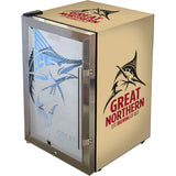 Great Northern Gold Tropical Glass Door Fridge - 80 Cans Left Hinge Model EC68L-SSH-GOLD