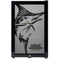 Great Northern Branded Glass Door Bar Fridge With Cool Frosted Door Logo - Model SC70-B-GNBC-GOLD