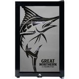 Great Northern Branded Glass Door Bar Fridge With Cool Frosted Door Logo - Model SC70-B-GNBC-GOLD